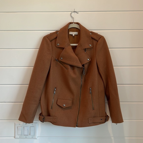 Rebecca Minkoff Camel Wool Moto WES Jacket Size S - Picture 2 of 4